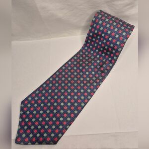 Tommy Hilfiger Blue, Red, and Green Geometric Patterned Tie
